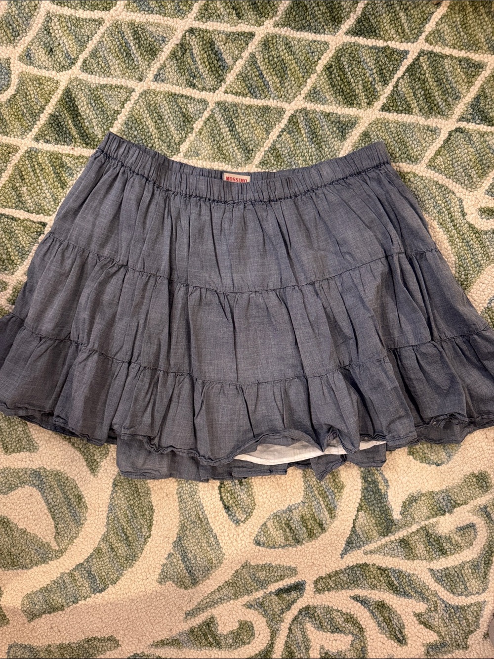 Tiered Chambray Ruffle Mini Skirt